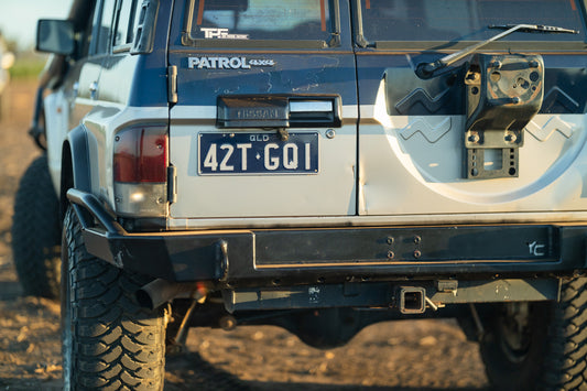 Rear Plate Bar – GQ Patrol | 6mm Steel | Quarter Chop | Towbar Compatible | Dual Recovery Points